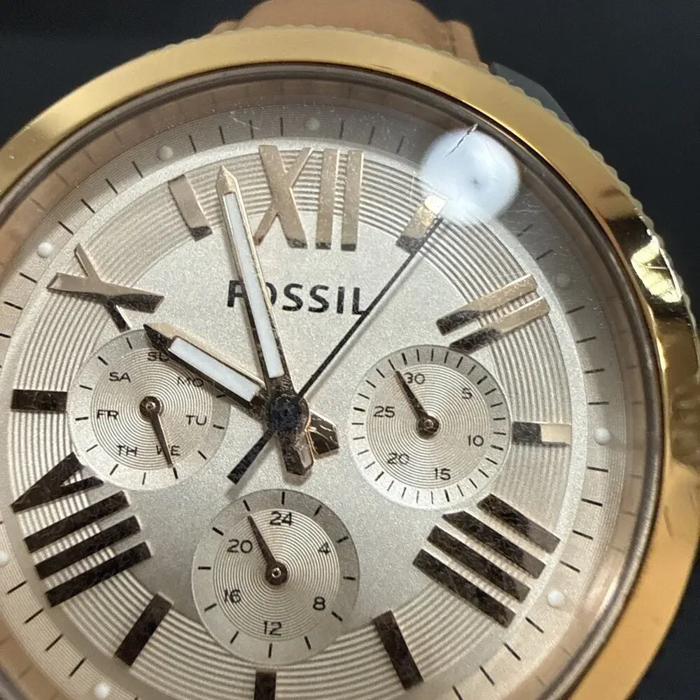 Fossil Cecile AM4624 Women's Wristwatch New Brown Leather Band New Battery (Z1)